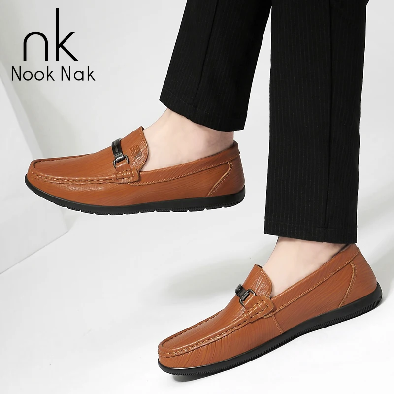 

NOOKNAK 2021 New Men's Flat Shoes,Driving Shoes,Fashion leather shoes, SIZE38-44,Comfortable casual shoes, Breathable and soft