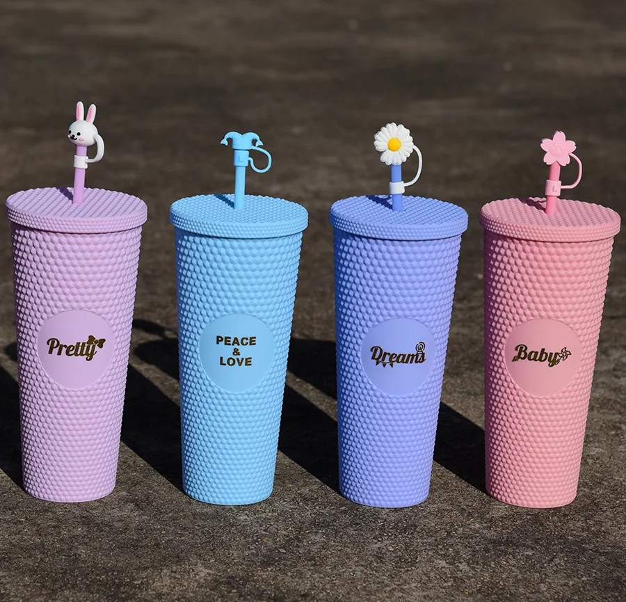 

Durian cup 710ml Coffee Cup Summer Cold Water Mug Tumbler Cup With Straw Diamond Radiant Goddess Cups wholesale