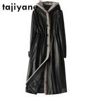 jacket leather real women white duck down coat woman natural mink fur collar hooded parkas long coats casacos tn1323