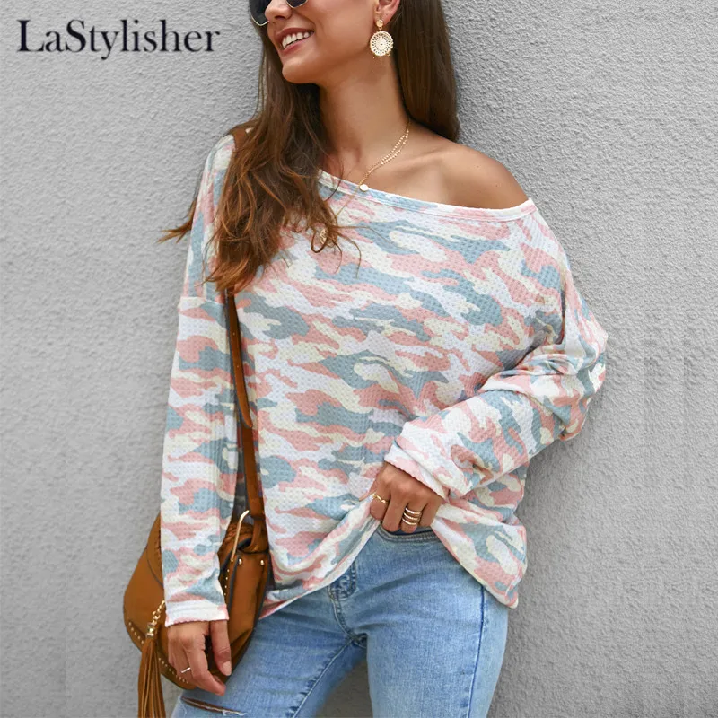 Камуфляжные свитера Женский вязаный пуловер джемпер женский свободный свитер