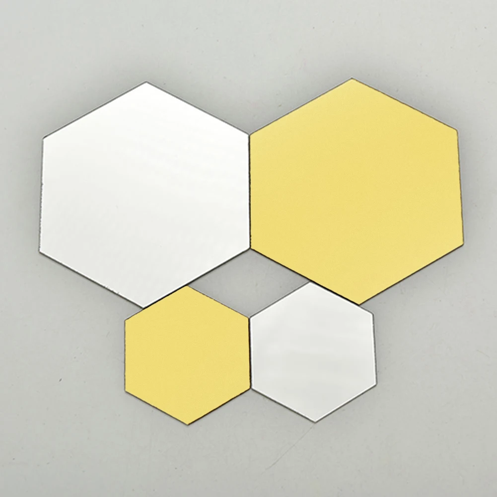 

12Pcs Mirror Hexagon Removable Acrylic Wall Stickers Art DIY Decals Home Decoration Stickers & Posters for TV Setting Wall