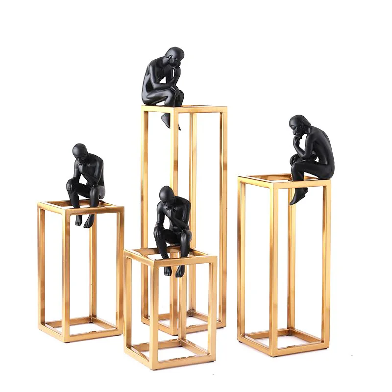 Thinker Rodin скульптура Золотая рамка из нержавеющей стали настольное украшение