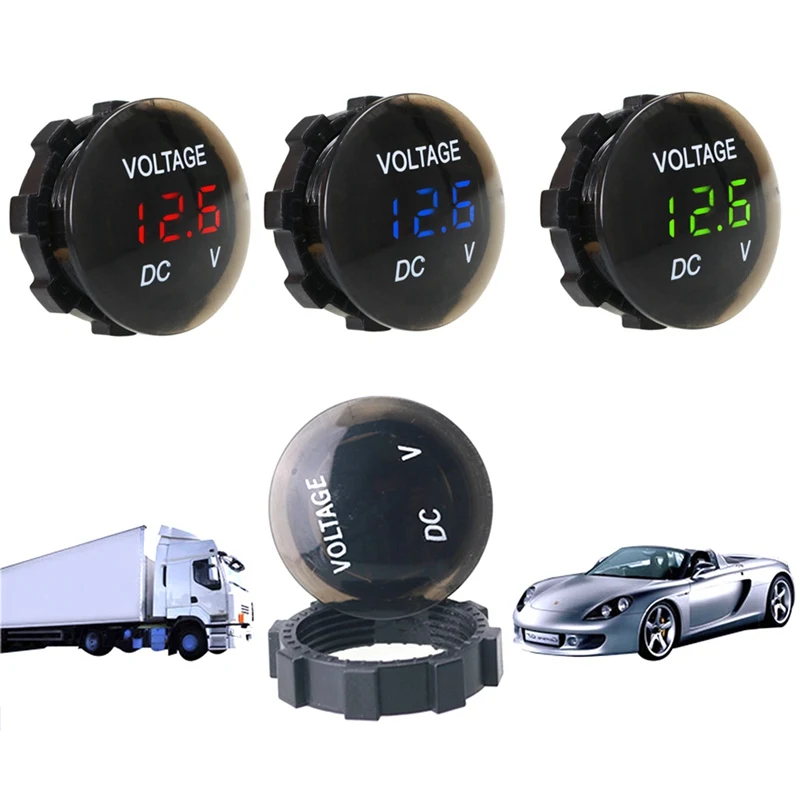 Car Motorcycle Voltage Meter with Touch Switch Round Waterproof Auto Boat DC 12-24V LED Panel Digital Voltmeter | Автомобили и