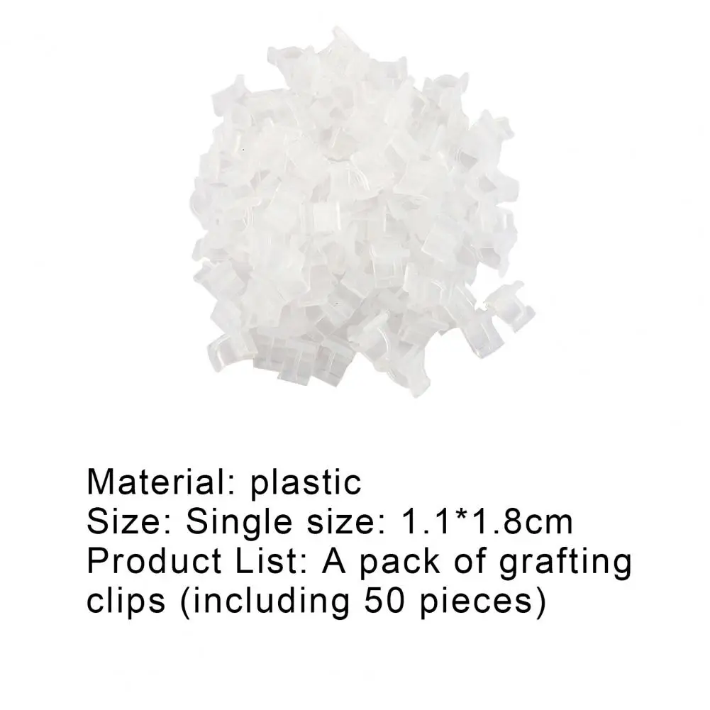 

Hot Sales 50Pcs/Bag Grafting Clips Convenient Reusable Transparent Mini Plastic Plant Support Clamps for Garden