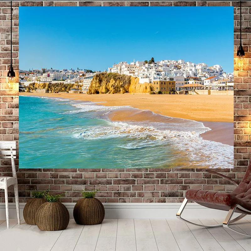 Multi Pattern Sunset Sea Side Scenery Ocean Background Wall Decor Printing Home Tapestry Room Decoration 9 Size | Дом и сад
