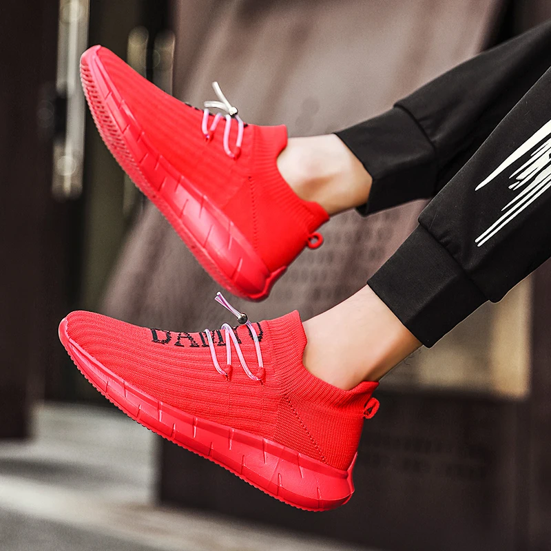 SMS Men Outdoor Running Shoes Breathable Comfortable Mesh Sneakers Lace-up Sport Shoes Men Lightweight Soft Shoes Plus Size