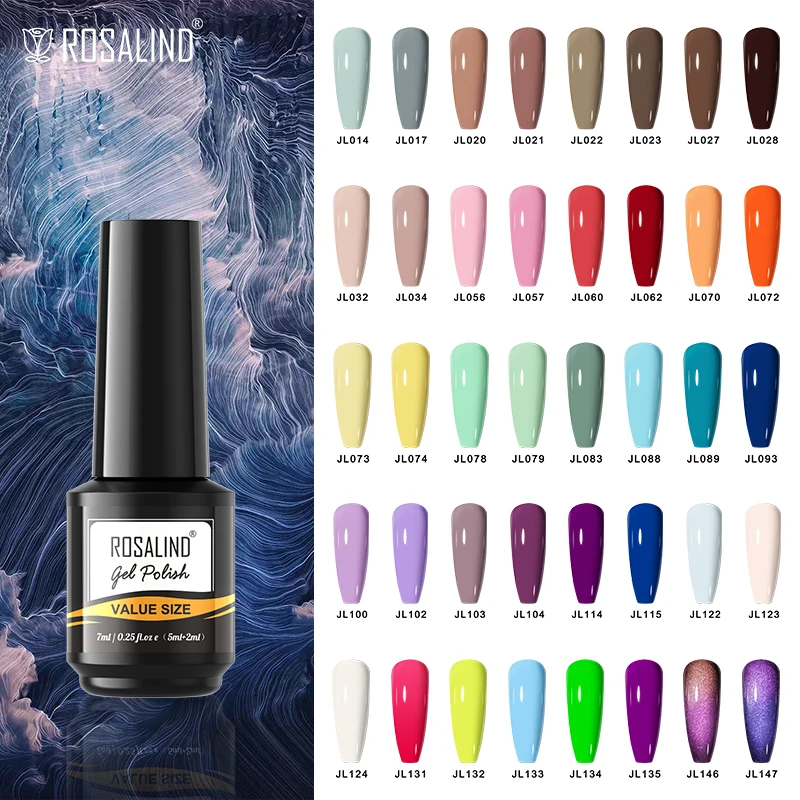 

ROSALIND Gel Varnishes 7ML UV Soak Off Glitter Nail Polish For Manicure Design Vernis Semi Permanent Nail Lacquer Base Top Coat