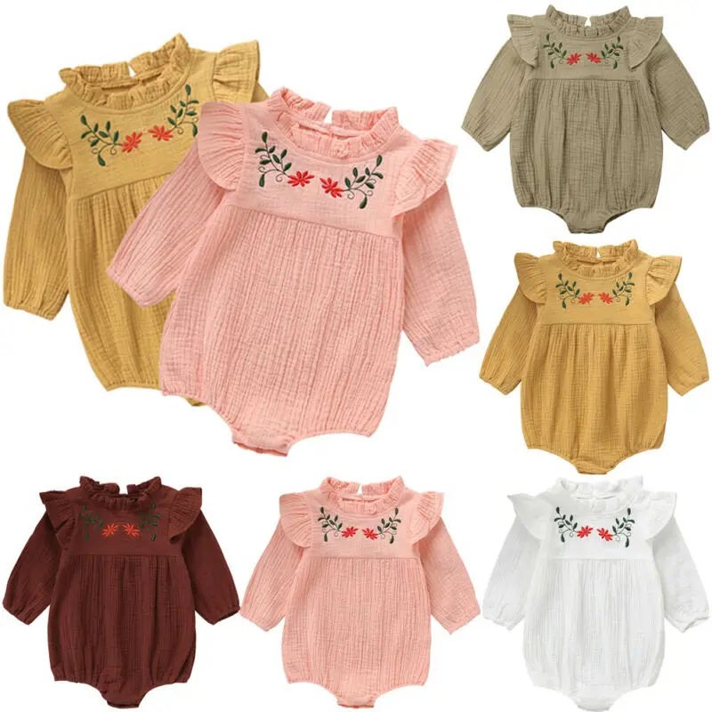 

UK Newborn Baby Girls Clothes Cotton Romper Bodysuit Jumpsuit Linen Clothes Outfits 0-24 months