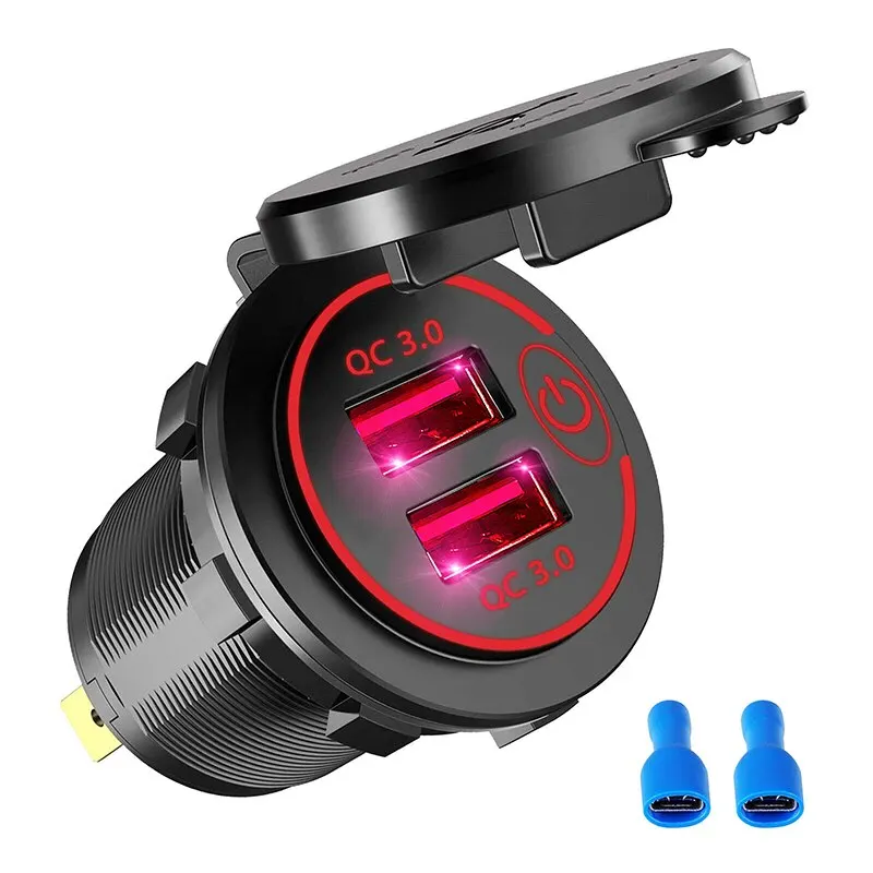 

Водонепроницаемый двойной USB порт быстрое зарядное устройство подходит для автомобиля лодка морской RV розетка адаптер сенсорная кнопка Ав...