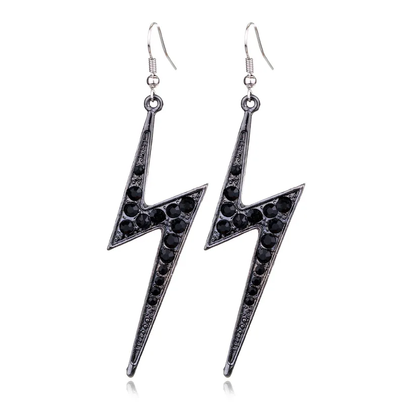 

New Arrival Copper Metal Exquisite Lightning & Black CZ Stud Earrings for Women Fine Party Jewelry Brincos