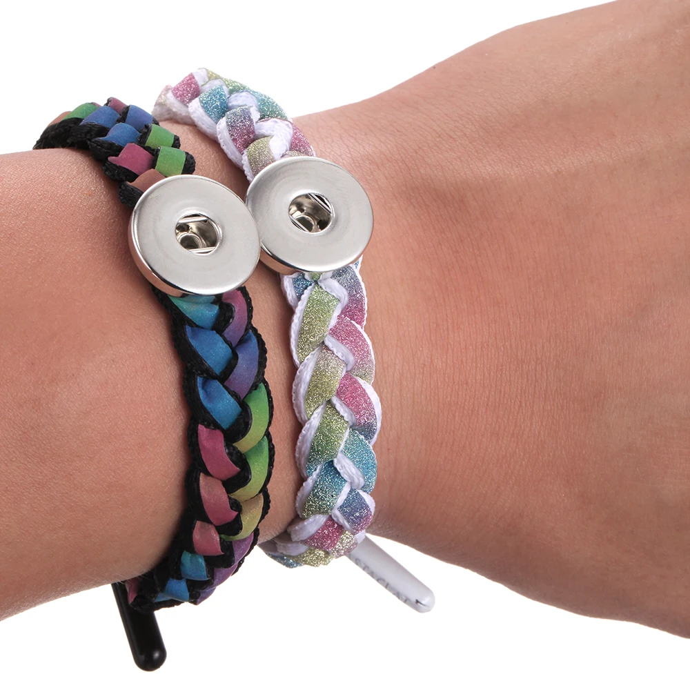

New Snap Jewelry Handmade Braided Leather Snap Bracelet Bangles Fit 18mm Snap Button Jewelry for Women Men DIY Bracelet