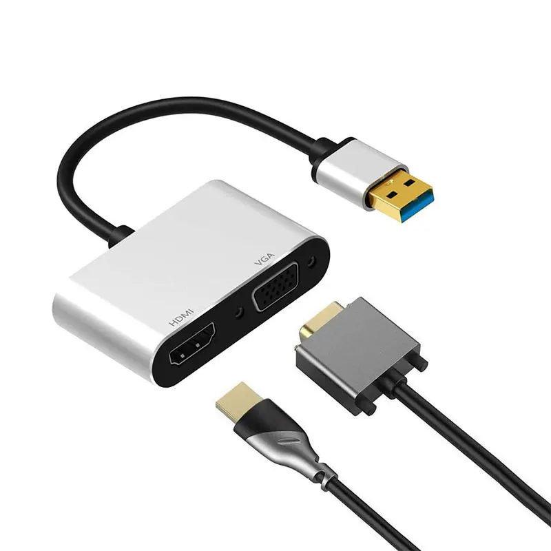 

2 in 1 USB HUB USB 3.0 To HDMI VGA Converter USB Splitter USB To HDMI VGA For Deskpot Computer Laptop Conecte Projector
