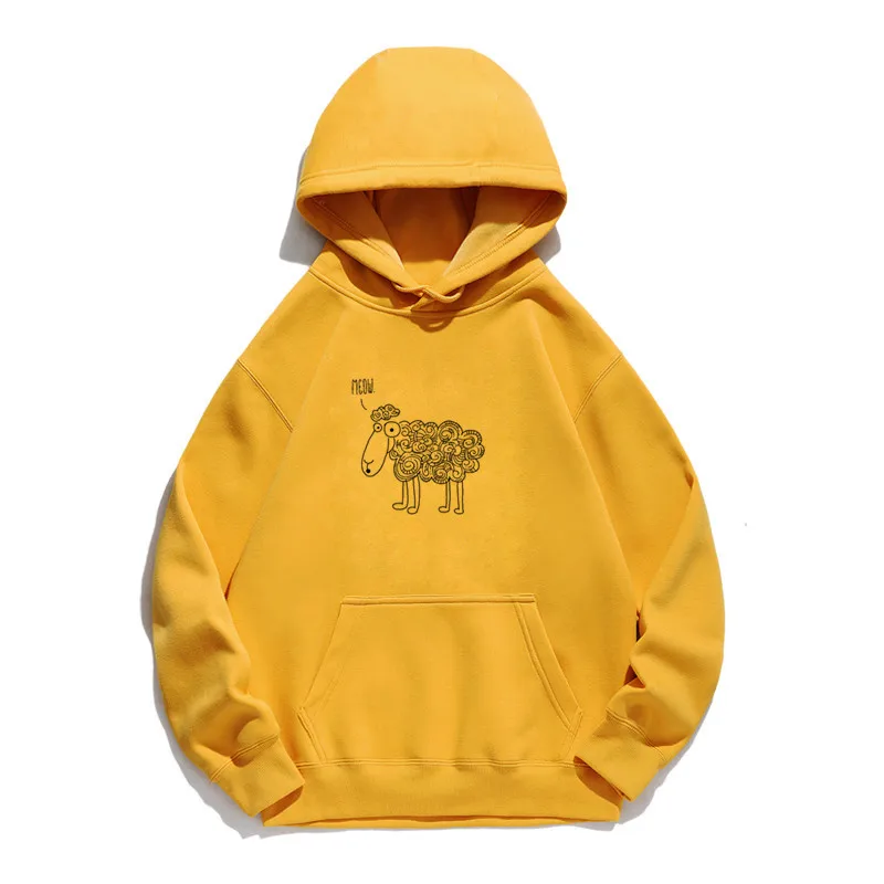 

Women Hoodie Curly Sheep Printed Hoodies Women Fleece Long Sleeve Loose Sweatshirt with Hat Girls Pullovers Winter