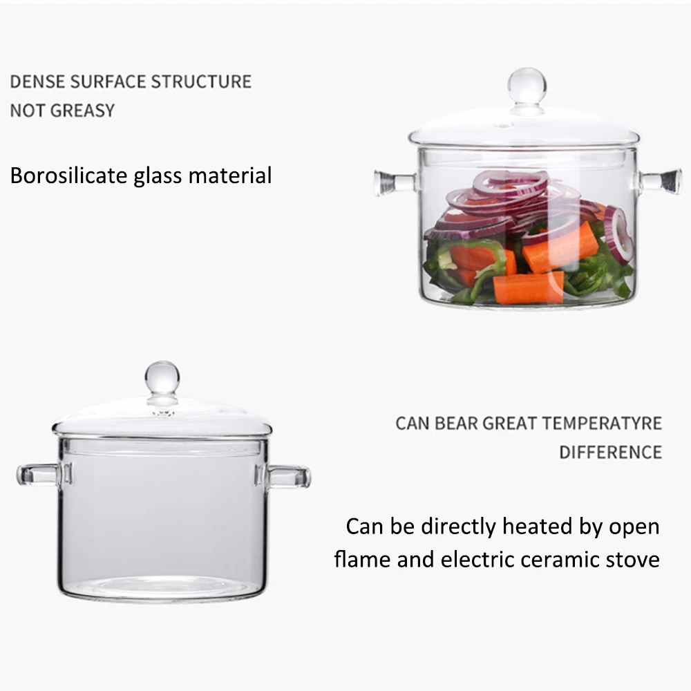 Прозрачная стеклянная кастрюля для кухни мини супа миска лапши плита варочная