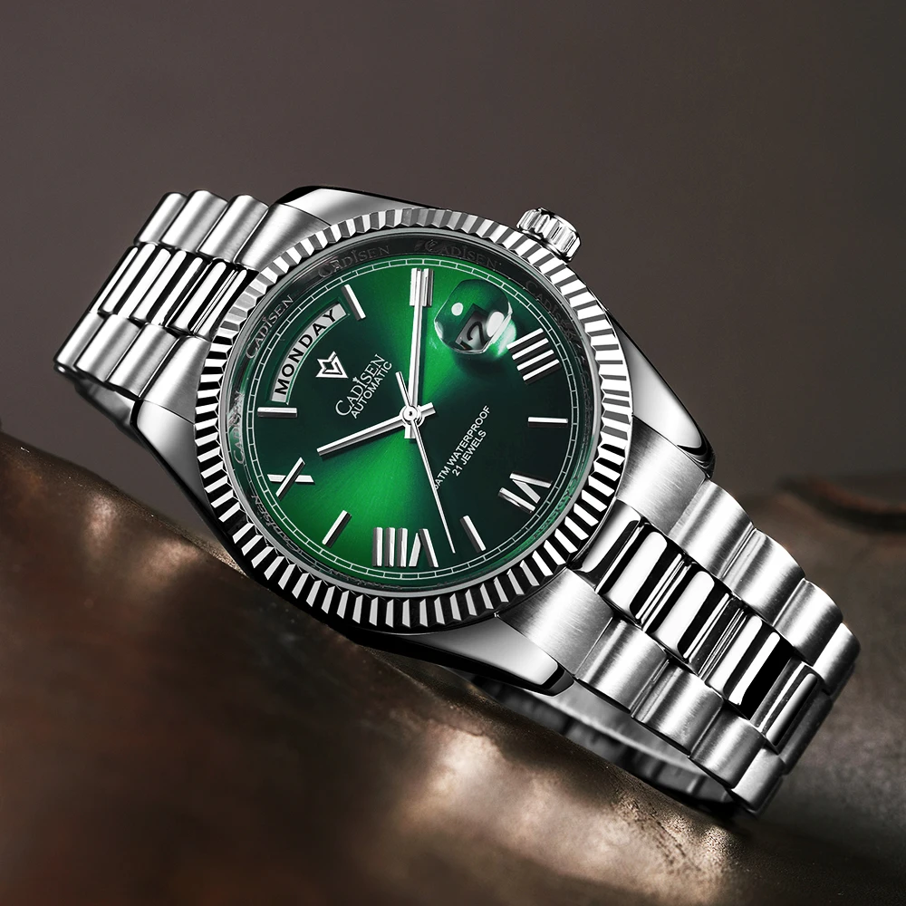 

2021 Cadisen Automatic Watch Men Swimming Luxury Watch 40mm Stainless Steel Case Japan Miyota 8285 Movement Luxury Watches