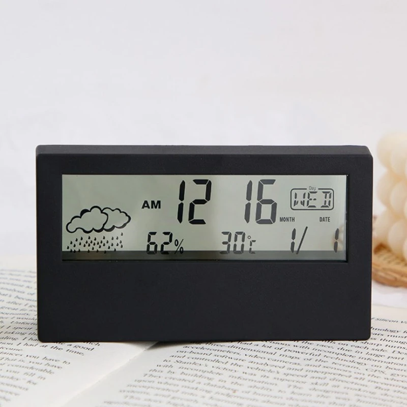 

Digital Wall Clock Electronic Alarm/Temperature/Humidity Bedroom Home Decor 35EC