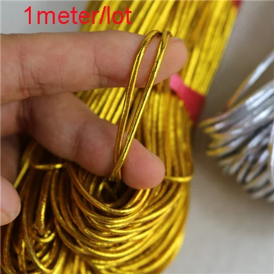 1mm gold 1meter Высокоэластичная 1 мм цветная круглая резинка круглая эластичная канатная Резиновая лента эластичная линия DIY Швейные аксессуары 8 м/лот - Цвет: 1mm gold 1meter