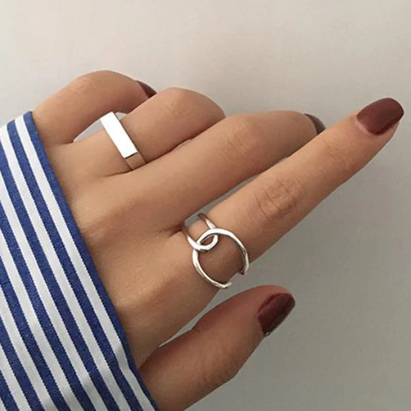 

Vintage New Handmade Geometric Cross Rings Fashion Jewelry Aesthetic Minimalist Adjustable Wedding Gifts for Women Wholesale