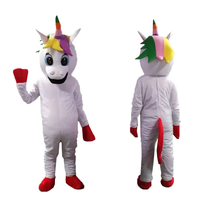 Unicorn Mascot Costume Pink White Rainbow Magic Stroll Cartoon Show Stage Promotional Clothing 1044 | Тематическая одежда и