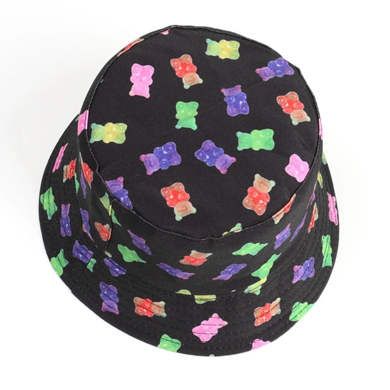

Unisex Cartoon Bears Print Bucket Cap Fisherman Hat UV Protection Sun Hats for Outdoor Activities Snug Fit Daily Wear