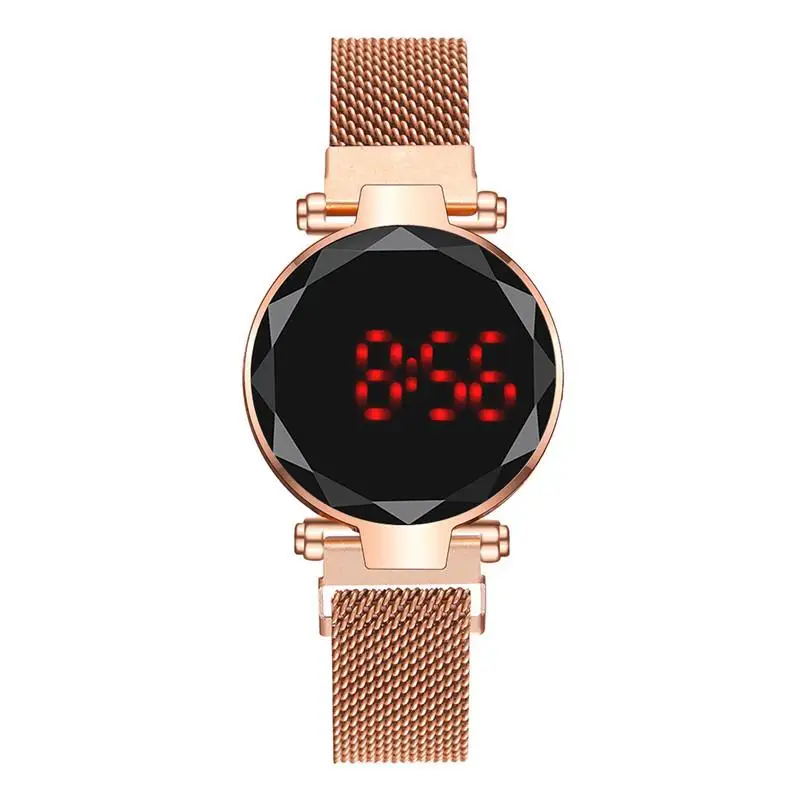 Round LED Watch Men Digital Watches Electronic Clock Men Wristwatch Stainless Steel Women Watches Female Watch Relogio Masculino