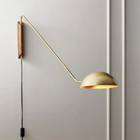 italy modern design metal wall lamp with rotatable long arm for living room sofa light wall mounted lamp with wooden base