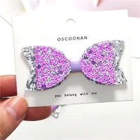 1pcs lovely purple cloth art glitter 2 7 inch bow pink hairpins dance party clips korean tiaras hair accessories for baby girl