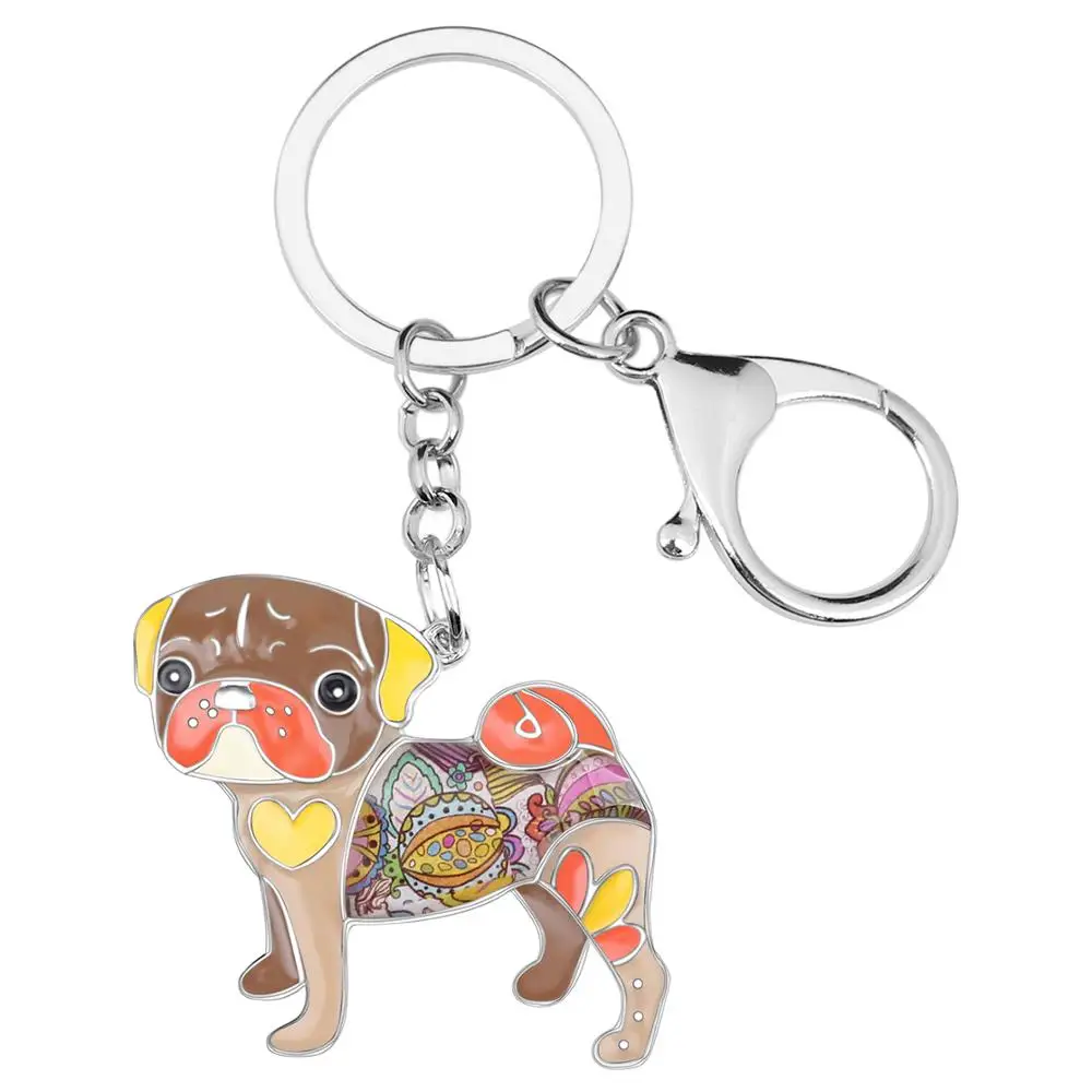 Брелок для ключей WEVENI эмалированный металлический мопс собак Bulldog сумка девушек