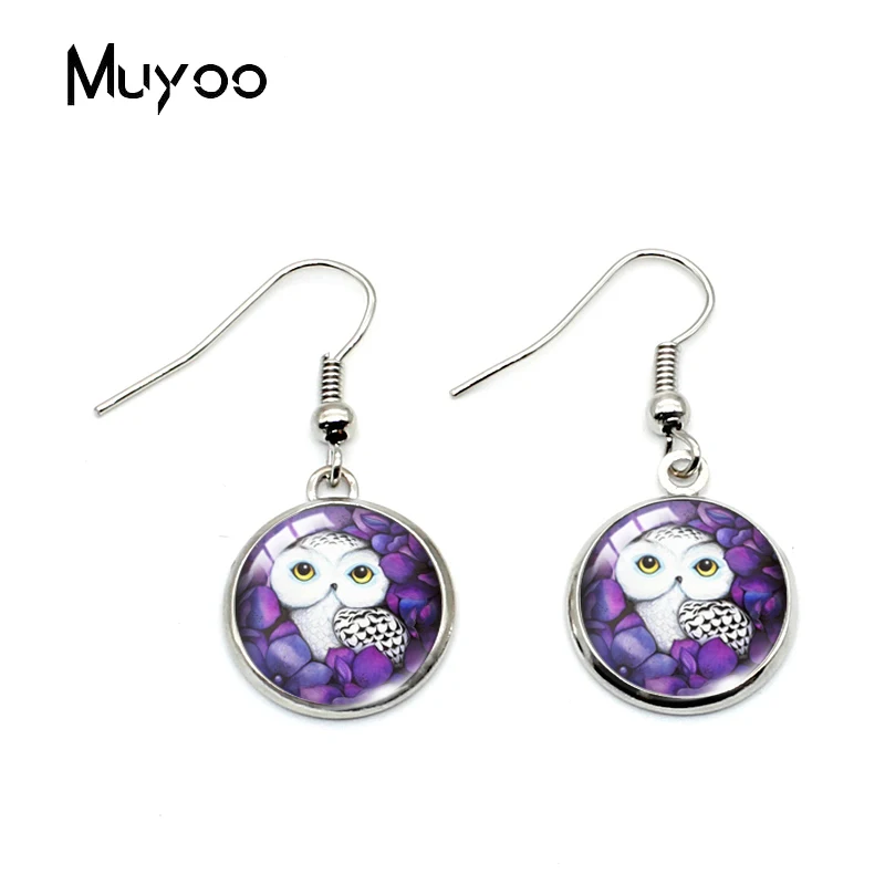 2020 New Arrival Cute Cartoon Owls Dangle Earrings Lovely Animals Owl Glass Cabochon Fish Hook Gifts for Girls | Украшения и