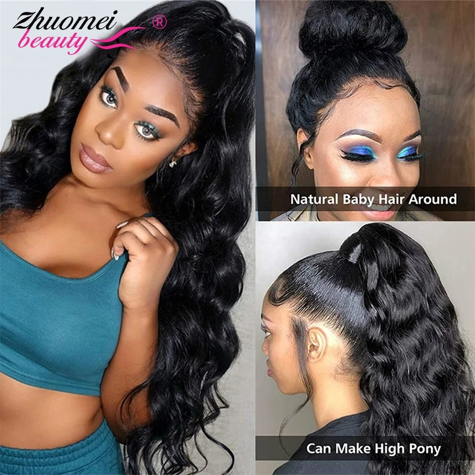 Glueless Full Lace Human Hair Wigs 360 Lace Frontal Wig 360 Full Lace Wig Human Hair Pre Plucked 30Inch Body Wave Lace Front Wig images - 6