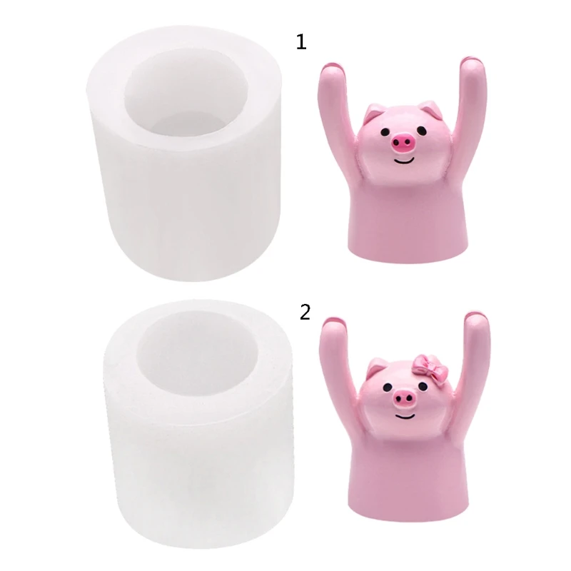 

MXMF Raising Hands Pig Shaped Candle Epoxy Resin Mold Aromatherapy Plaster Soap Silicone Mould DIY Crafts Jewelry Mold