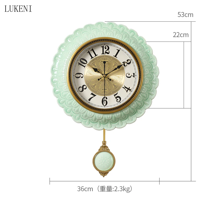 

European Ceramics Peacock Light Luxury Wall Clock Living Room Atmosphere Wall Watch Home Bedroom Clock Creative