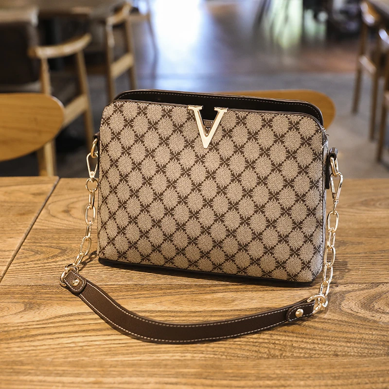 

Shoulder Bag For Women 2022 New Luxury Designer Crossbody Messenger PU Leather Fashion Mahjong Chain Sling Ladies Plaid Handbags