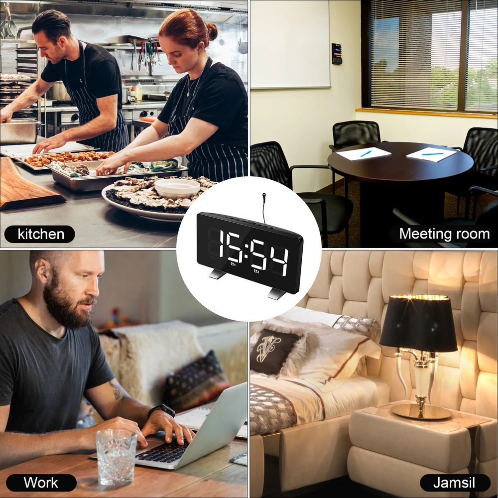 

New LED Modern Snooze Alarm Clock with Dual USB Desk Clocks Desktop Digital Display Electronic Alarm Clock For Home Decor