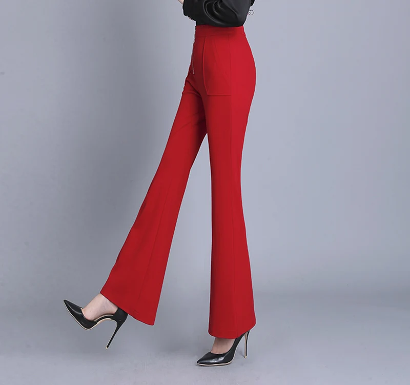 Women Red Pants Work Zipper Office Lady Autumn New Arrivals Rtrousers Elegant 3478LY | Женская одежда