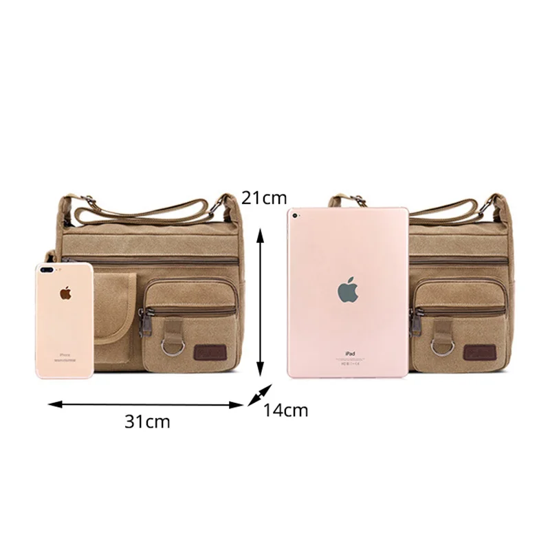 

Men's Canvas Shoulder Bag Men Vintage Large Capacity Leisure Crossbody Messenger Bags for Men Bag Solid Casual Office Travel Bag