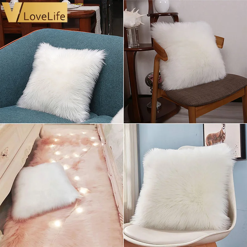 Чисто белые наволочки для подушек пушистые мех Ins диван Плюшевые подушки кровати