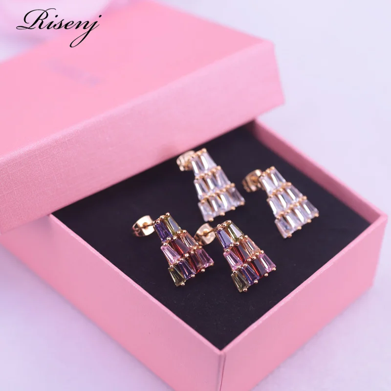 

Романтичные серьги-гвоздики с T-образным цветом яркого/белого циркона/золотого цвета с кристаллами, лучший подарок для женщин