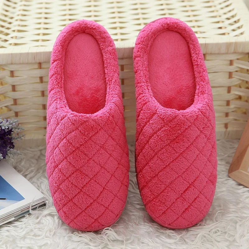 

Women's Cozy Fuzzy Home Slippers Memory Foam House Outdoor Indoor Grid Winter Warm Soft Plush Lovely Comfortable New Couples