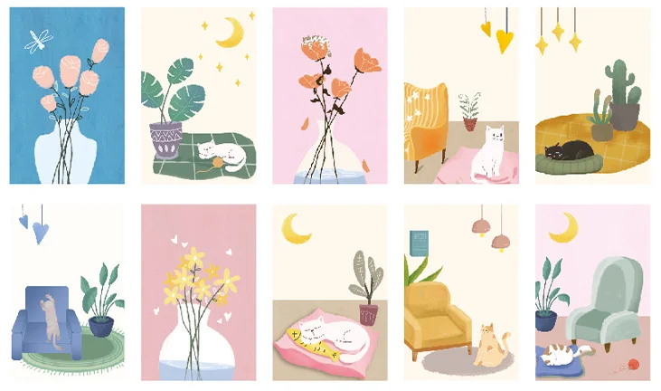 

143mmx93mm cat life paper postcard(1pack=30pieces)