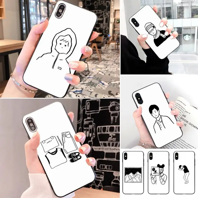 Черный и белый мягкий черный чехол для телефона IphoneX XS 11 11Pro 5 5s SE 6 6s Plus 7 8