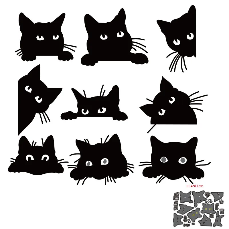 

Metal Cutting Dies Windows Peeing Cat Knife Blade Die Stencils for Craft Scrapbook Greeting Card Making Decorative Die Template