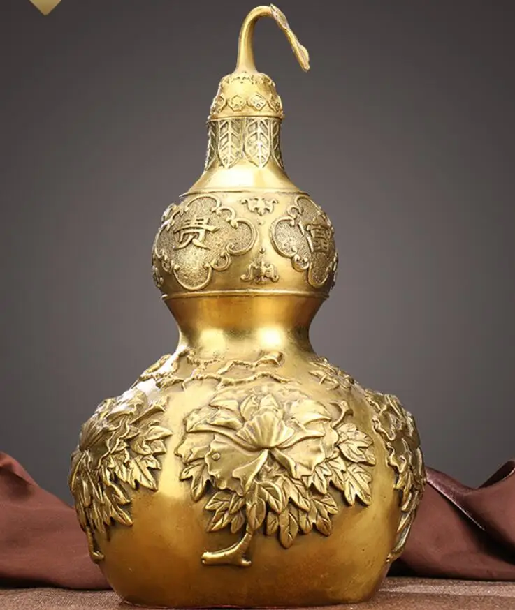 

Kaiguang pure copper gourd decoration pieces fortune gourd office home porch living room wine cabinet decorative arts and crafts