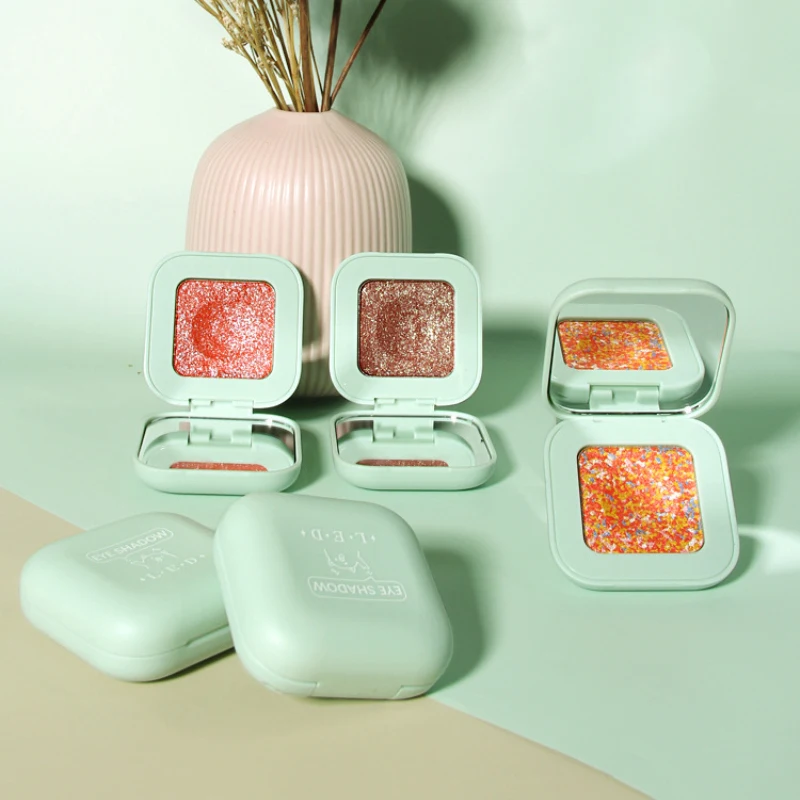 Блестящие тени для век пудра макияжа монохромные водостойкие жемчужные палитра