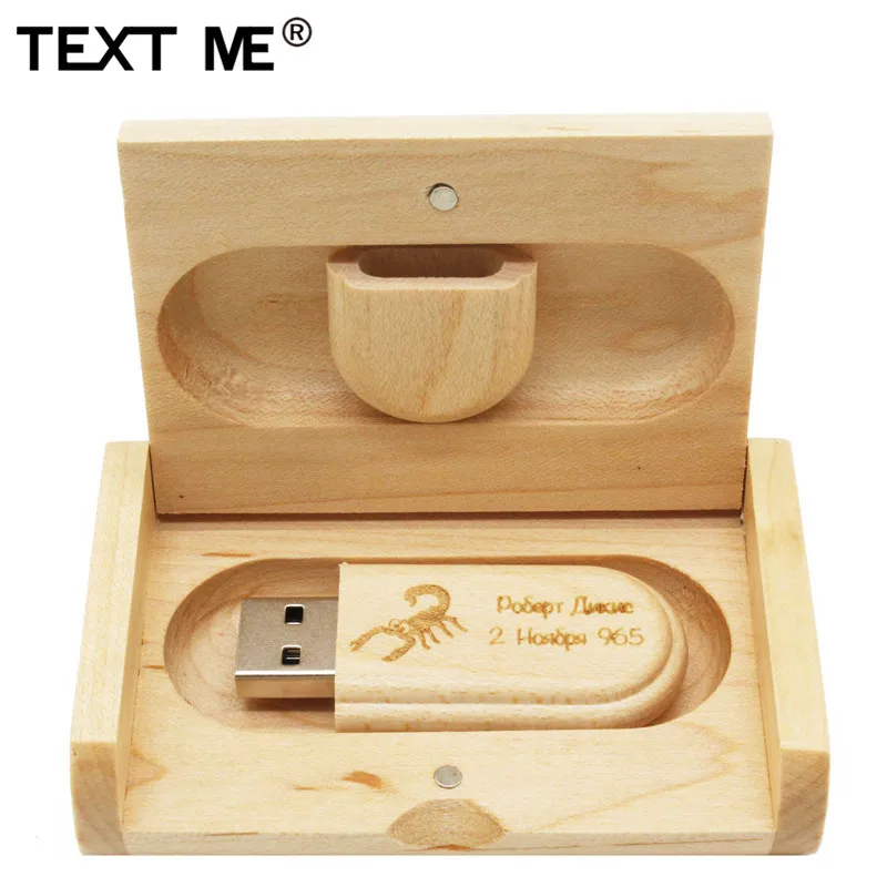 TEXT ME (более 10 шт. бесплатный логотип) Деревянный usb + коробка флеш накопитель