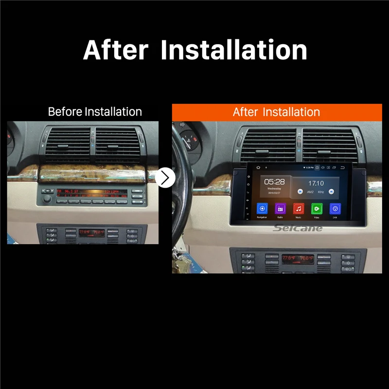 Seicane Android 9. 0 9 &quotGPS навигация аудио Радио мультимедийный стерео плеер для 10 1996 BMW 5