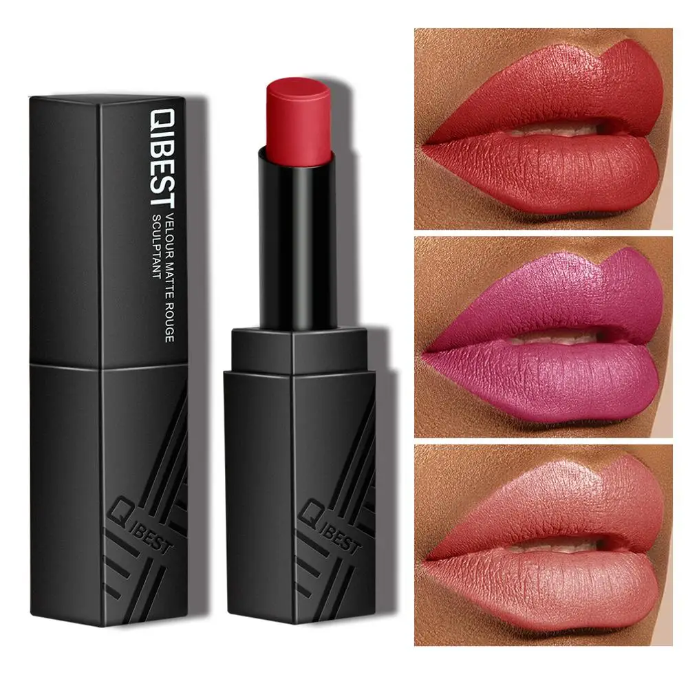 QIBESST 34 Цвета роскошная черная трубка матовая губная помада увлажняющая шелковая