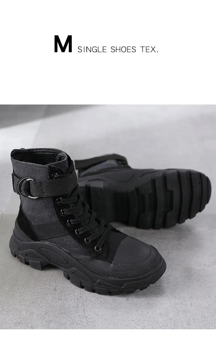 Женские осенние ботинки модные однотонные мотоциклетные ботинки средней высоты тканевые ботинки на толстой подошве Высококачественные ботинки на меху, Размеры 35-40