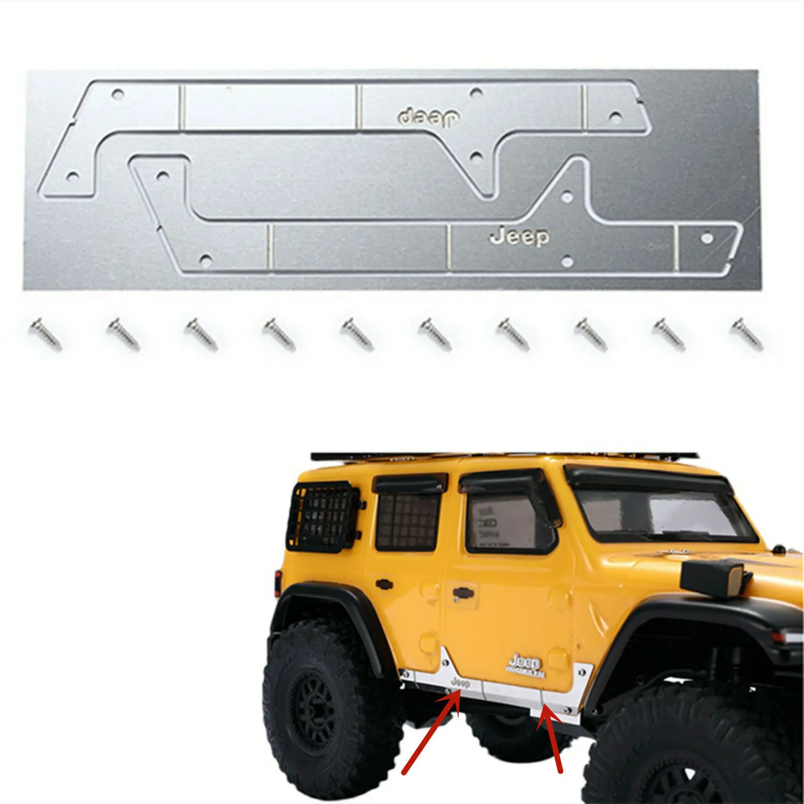 

Upgrade DIY Stainless Steel Car Side Door Anti-Skid Plate For 1/24 Axial SCX24 Wrangler RC Crawler HYA Replacement Accessories