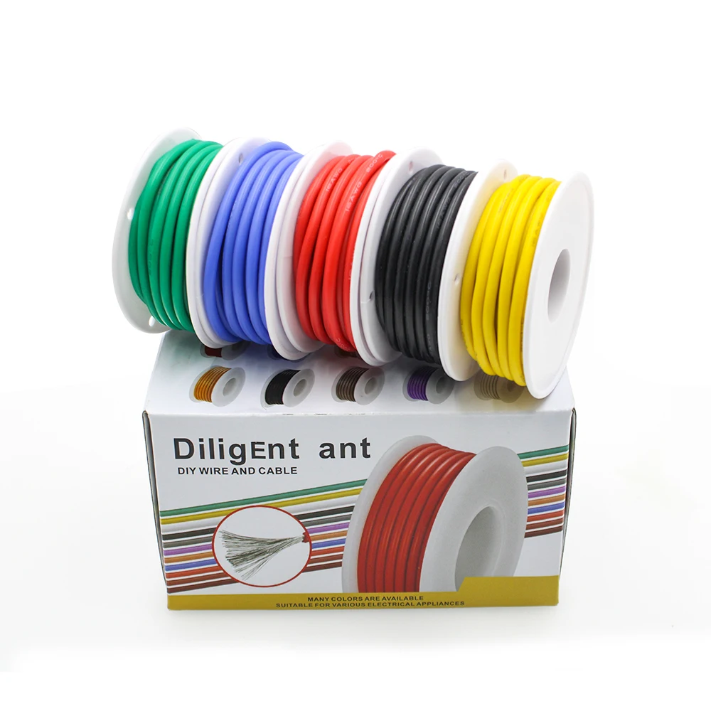 

wire cable DIY high quality soft silicone wire 16AWG 17AWG 18AWG 20AWG 22AWG 24AWG 26AWG 28AWG 30AWG 5 colors in a box
